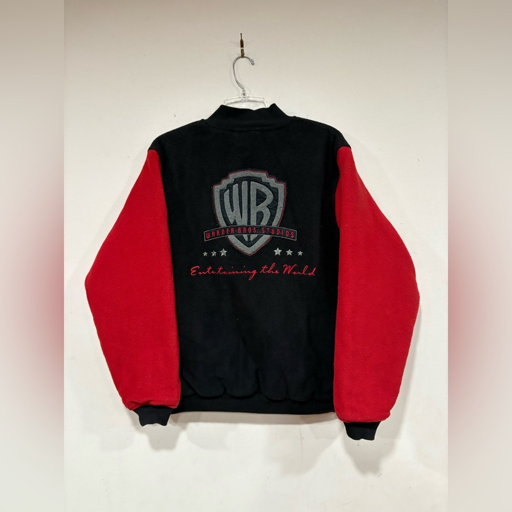 Rare VTG WARNER BROS. Studios Entertaining The World Fleece Varsity Jacket Small